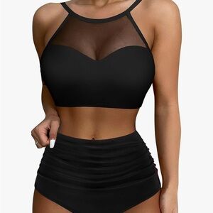 NWOT Two piece swim suit with high waist bottoms